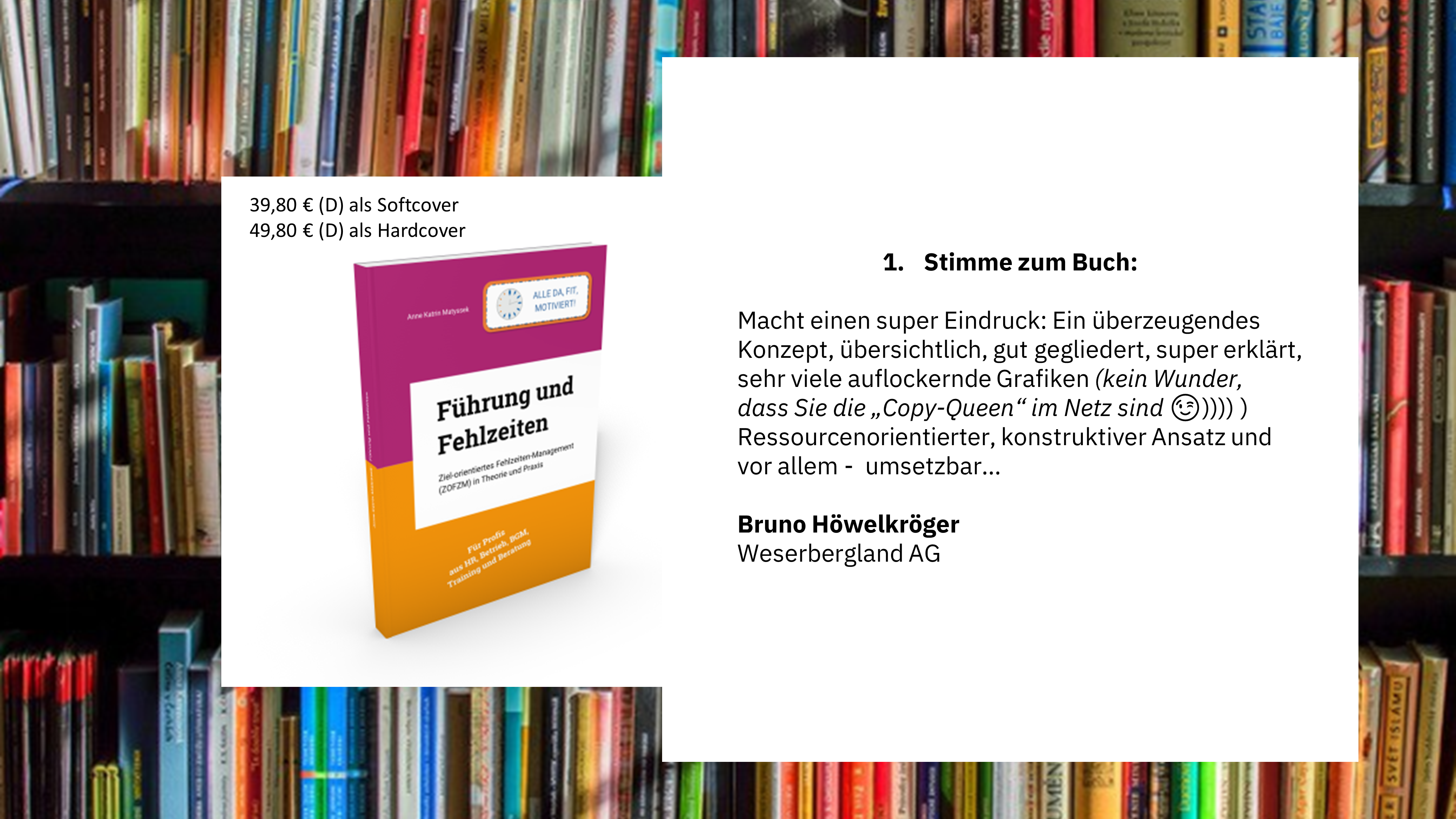 Erste Stimme zum Buch "Führung und Fehlzeiten"